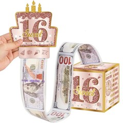 Sweet 16th Birthday Pull-Out Money Gift Box for Girls – Pink Rose Gold Happy …
