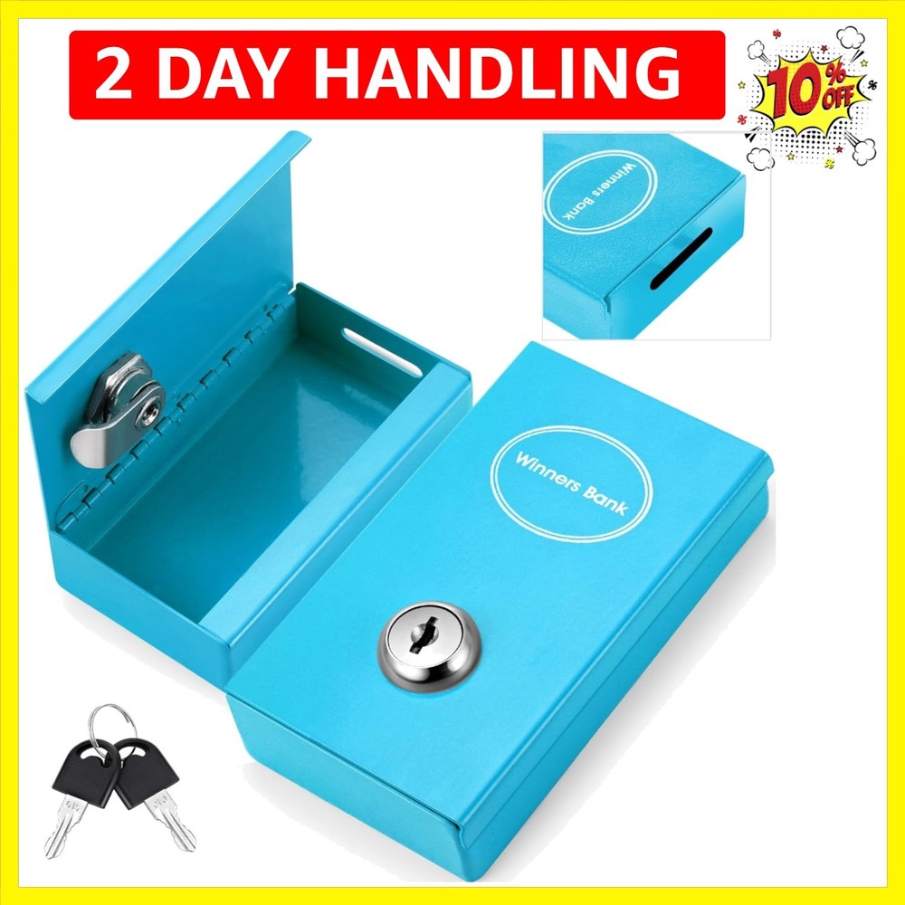 1 Pack Metal Box for Gamblers Pocket Sized Winner Bank Casino Cash Box with 2…