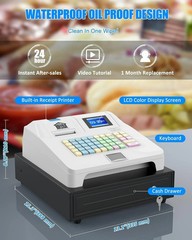 48Key Desktop Electronic Cash Register POS Casher Digital LED Display w/ Drawer