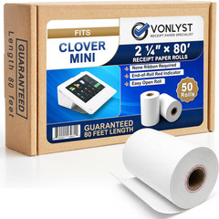 Thermal Receipt Paper Rolls, 2 1/4 Inch x 80 Feet, Compatible with Clover Mini