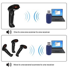 Wireless Barcode Scanner 2.4G 1D Handheld Cordless Reader 100ft Range Black