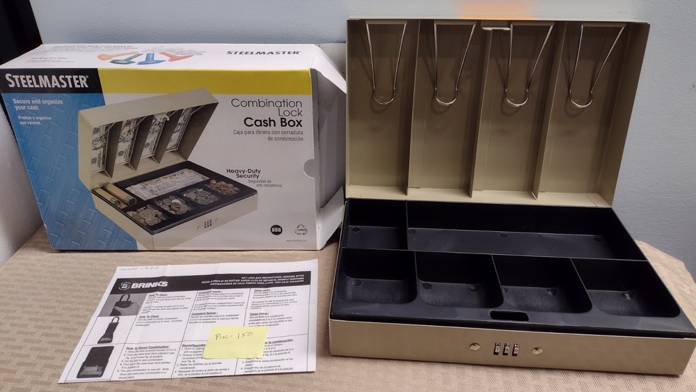 MMF Steelmaster Combination Lock Cash Box, Original Box Instructions, Steel