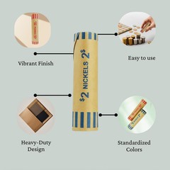 110 PCS Coin Wrappers Assorted Paper Rolls Penny Nickel Dime Quarter Bank Set