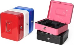 Durable Pink Money Saving Box with Key Lock and Removable Tray – 9.84” x 7.87”