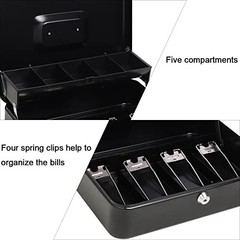 Cash Box with Money Tray and Key Lock Safe for Saving Organizer Drawer 11.8 9.5