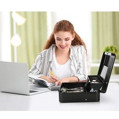 Cash Box with Money Tray and Key Lock,Safe Box for Cash Saving Key Lock Money…