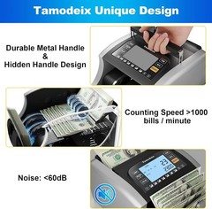 Money Counter Machine Bill Counter with Value Count, Dollar, Euro, MXN, UV/MG…