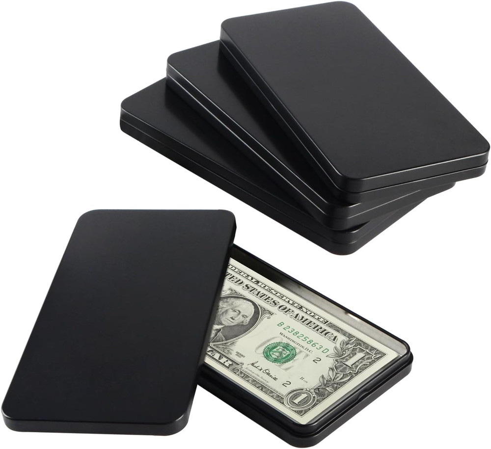 4 PCS Black Metal Cash Box Money Saving Organizer for Cash Single Row Currency T