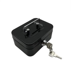 Small Cash Box with Money Tray and Lock, Metal Cash Lock Box with Key