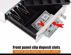 14″ White Cash Register Drawer for POS Machine with 4 Bill 5 Coin Fully Removabl
