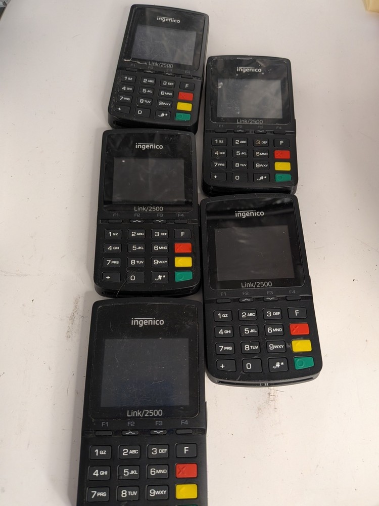 Lot of 5 Ingenico Link 2500 POS Bluetooth USB Card Reader Terminal Turn On