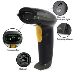 1D Wired Barcode Scanner Reader For PC USB Laser Handheld UPC EAN Gun