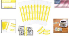 Self-Adhesive Currency Straps for Bills – 7.5×1.15 Inches in Yellow (100pcs)