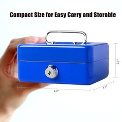 Small Cash Box with Lock and Slot Metal Coin Piggy Bank for Adults and Kids