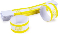 New Pack of 100 Yellow Currency Straps for $1000 Bills
