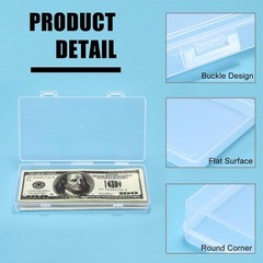 2 Pack Plastic Cash Box Clear Currency Tray Rectangular Cash Storage Holder