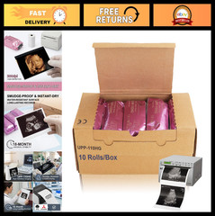 High Gloss Ultrasound Thermal Paper Rolls, 110mm x 18m, 10 Pack for Printers