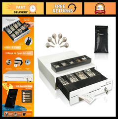 13″ Cash Drawer for POS Systems – Removable Coin Tray, Key Lock, 4 Bill, 5 Coin,