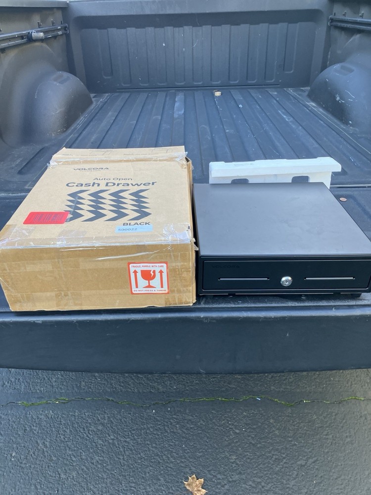 Volcora Black 16 Auto Open Cash Drawer W/ Keys Pre Owned Excellent Condition