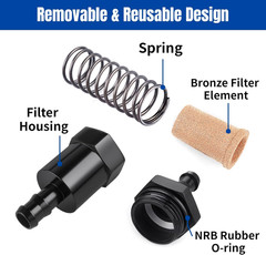 1/2″ Billet Inline Fuel Filter 30 Micron Anodized Aluminum Black 2PCS