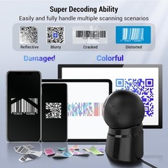 Tera Barcode Scanner Model 9000 Desktop Omnidirectional 1D 2D QR Hands Free USB