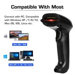 Wireless Barcode Scanner 2.4G 1D Handheld Cordless Reader 100ft Range Black