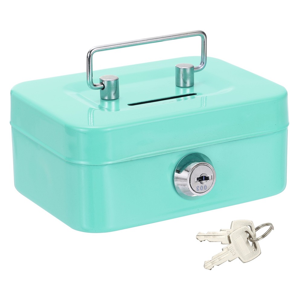 Mini Safe Box Cash Boxes Piggy Bank Mini Money Saving Boxes with Keys, Green
