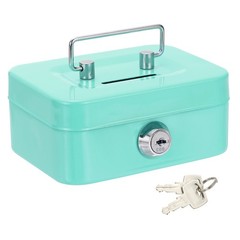 Mini Safe Box Cash Boxes Piggy Bank Mini Money Saving Boxes with Keys, Green