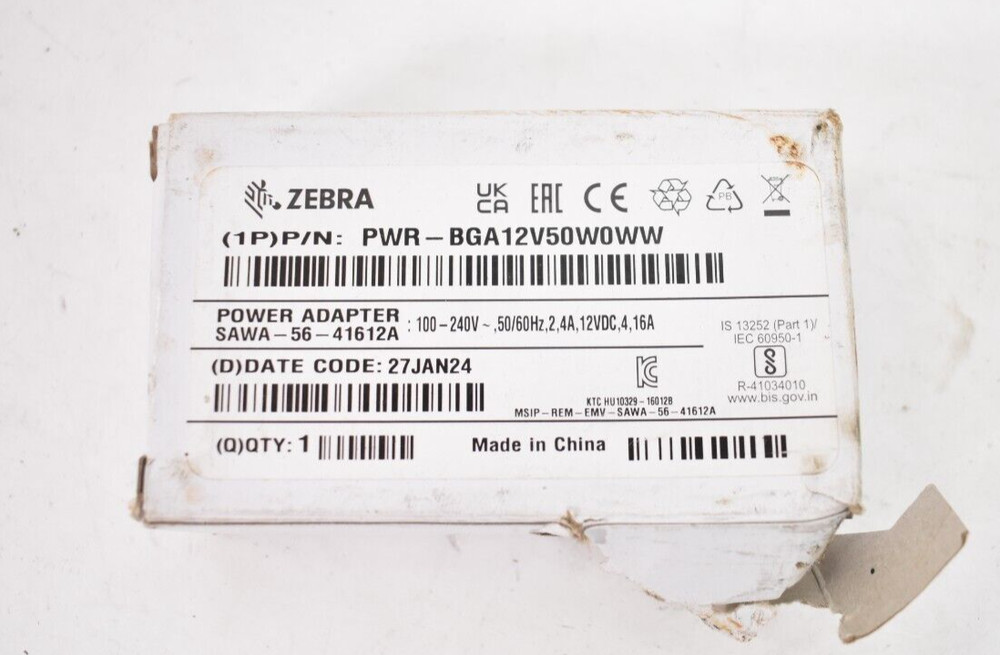 Zebra Power Adapter PWR-BGA12V50W0WW SAWA-56-41612A Genuine OEM Replacement