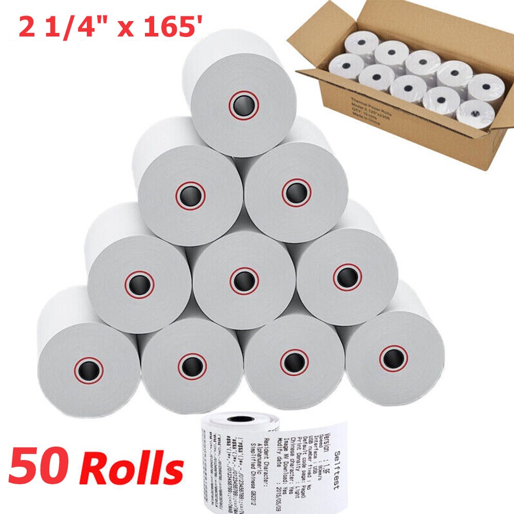 2 1/4″ x 165′ 50 Rolls Thermal Paper Cash Register POS Receipt Paper Credit Card