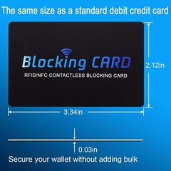 RFID Blocking Card, Contactless NFC Debit Credit Card Passport Protector Blocker