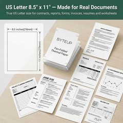 Thermal Printer Paper 8.5″ x 11″ US Letter, 200 Sheets Fan-Fold – Inkless