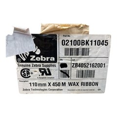 ZEBRA 2100 SERIES THERMAL TRANSFER WAX RIBBON 02100BK11045 110mmX450M NEW SEALED