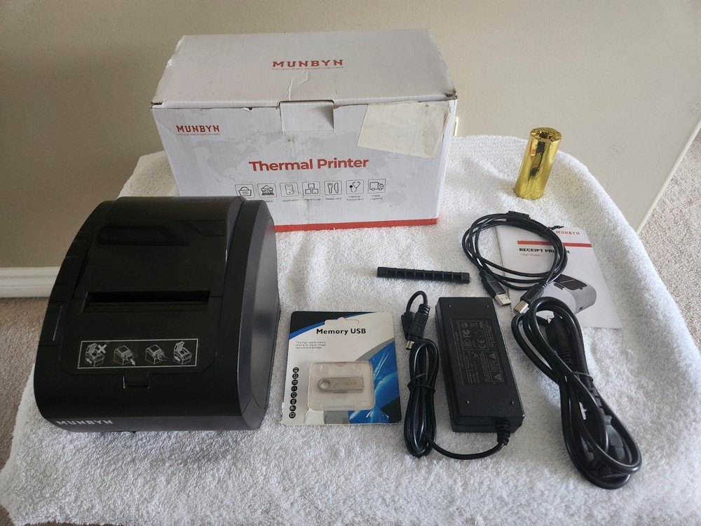 MUNBYN ITPP047 Thermal Receipt Printer LAN USB POS Complete Open Box Tested…