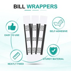 200Pcs Money Band 25 Dollar Money Bill Wrapper Self-Adhesive Bill Band Black
