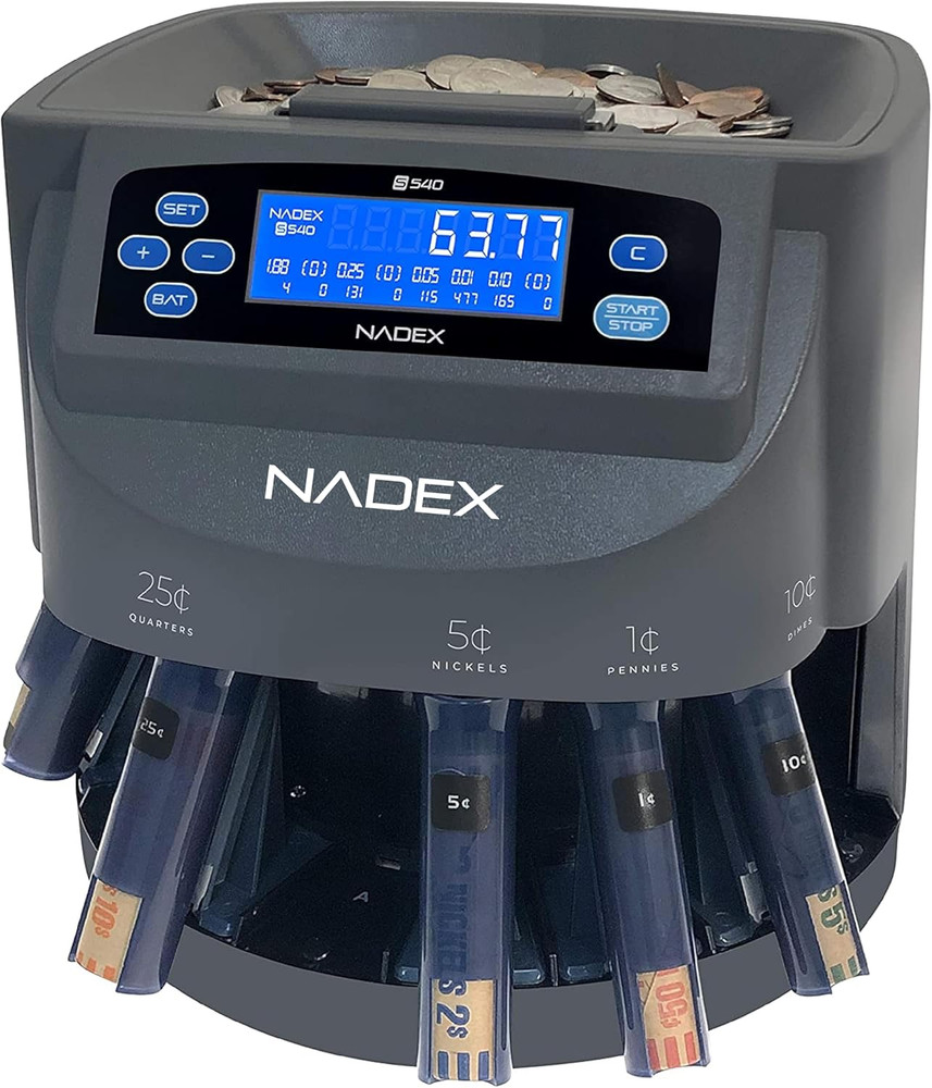 S540 Pro Coin Counter & Sorter – 300 Coins/Min + 48 Gray Wrappers Included