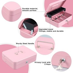 Cash Box with Money Tray and Key Lock,Tiered, Cantilever Design,4 Bill / 5 Co…