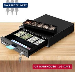 13″ Cash Register Drawer for Small Business, 4 Bill/5 Coin with Check Slot, Stee