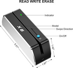 X6 BT Bluetooth Magnetic VIP Card Reader Writer USB 3 Tracks Swipe Encoder [Upgr