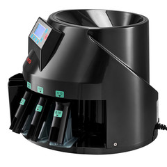 Coin Counter Machine 5 Denomination Coin Sorter LCD Display Holds 1500 Coins