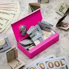 1 Pack Metal Box for Gamblers Pocket Sized Winner Bank Casino Cash Box with 2 Ke