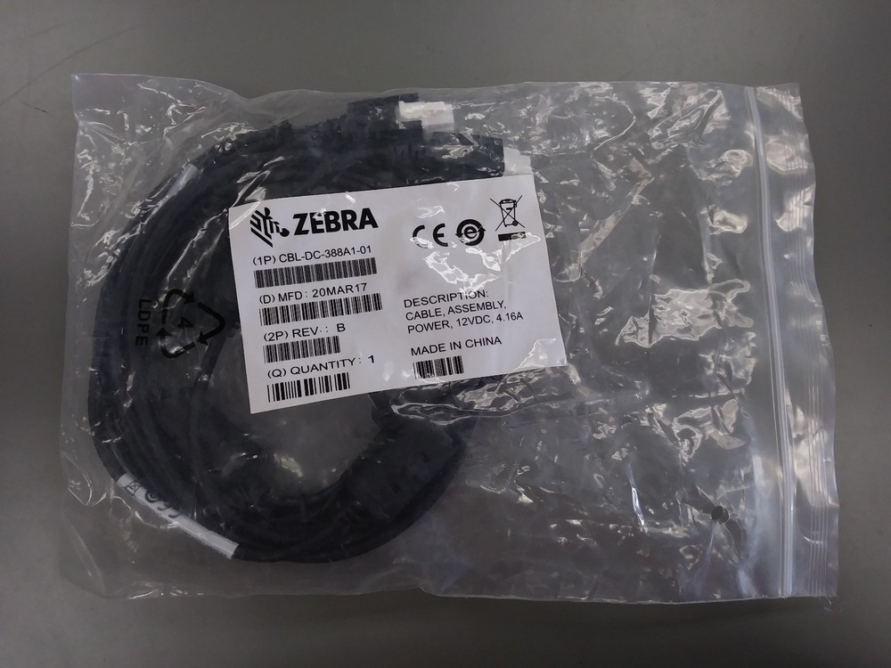 Zebra CBL-DC-388A1-01 DC Power Cable Assembly 12VDC 4.16A