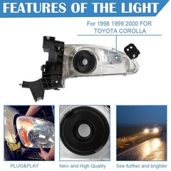 Headlight Assembly Pair Replacement For 1998-2000 for Toyota Corolla