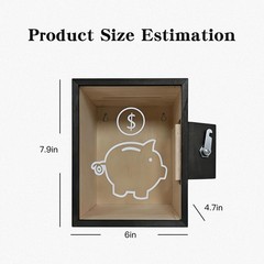 Clear Piggy Bank for Adults, Openable Money Saving with Lock, Wooden Money Co…