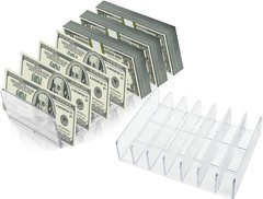 2 Pack Acrylic Money Organizer Cash Trays,7 Section Dividers Money Organizer,…