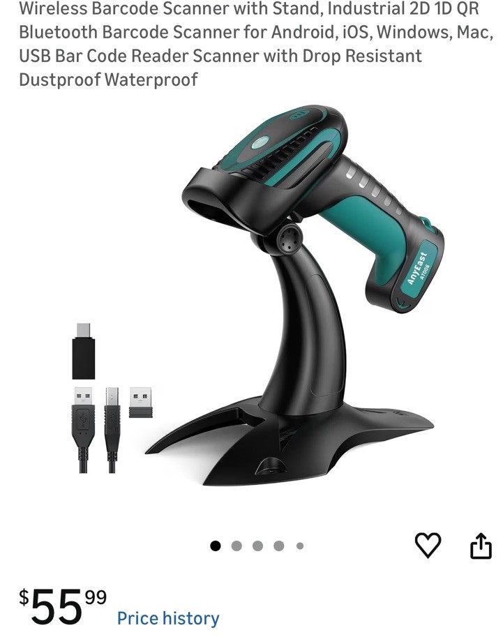 Wireless Bluetooth Barcode Scanner Compatible with iPhone, iOS, Android, Windows