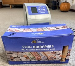 Royal Sovereign FS-4DA Fast Sort 4-Row Auto Coin Sorter Counter w Coin Wrappers