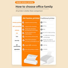 A4 Portable Paper Printer Thermal Printing Wireless Compatible with Android C5P8