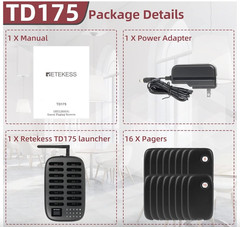 Retekess TD175 Restaurant Pager System Queuing 16 Buzzers Food Truck Cafe Club