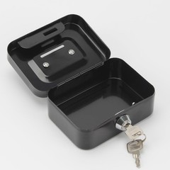 Mini Metal Cash Box Small Cash Box with Money Slot, Key Lock and Handle